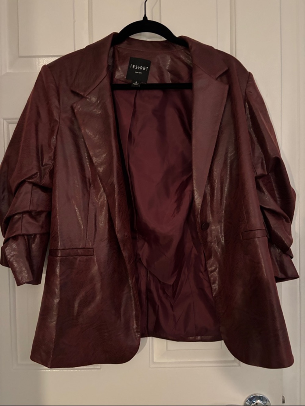 Insight Women's Wine Faux Leather Blazer